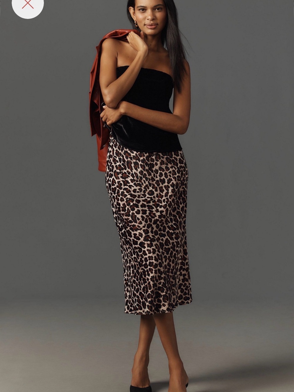 Anthropologie Tilda Slip Skirt Leopard Print Midi Size Medium